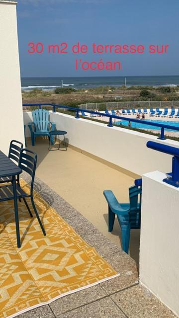 Bleu Marine Vue Ocean, 2 Chambres, Terrasse 30M2, Parking Privatif Et Piscine En Ete Лаканау Екстериор снимка
